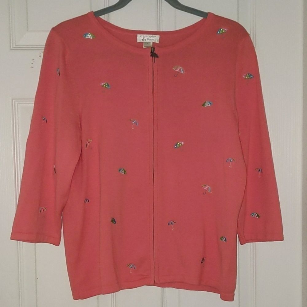 Christopher & Banks umbrella beach cardigan Sz L